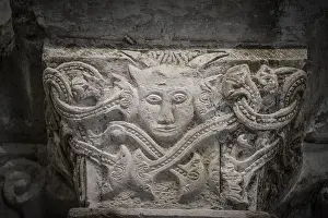 Castile And Leon Sacred Building Drucke: Romanesque capital with a devil