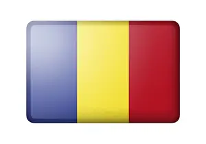 European Flag Design Drucke: The Romania flag. Rectangular matte icon