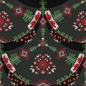 Seamless Pattern Vector Art Drucke: Romanian embroidery seamless pattern vector design