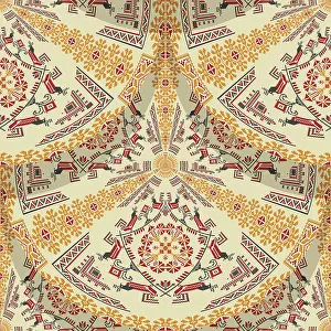 Classic European Ornamentation Drucke: Romanian embroidery seamless pattern vector design