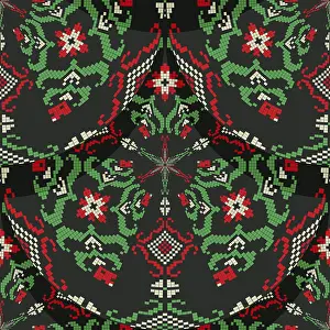 Seamless Background Image Drucke: Romanian embroidery seamless pattern vector design