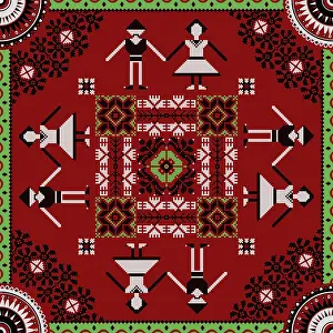 Romanian Embroidery Pattern Drucke: Romanian vector pattern inspired from traditional embroidery