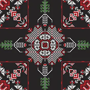 Romanian Embroidery Pattern Drucke: Romanian vector pattern inspired from traditional embroidery