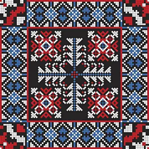 Romanian Embroidery Pattern Drucke: Romanian vector pattern inspired from traditional embroidery