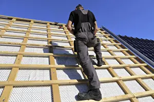 Roofer At Work Drucke: Roofer or carpenter at work