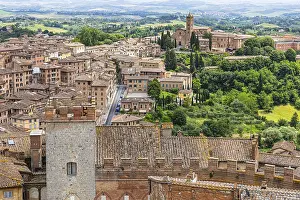 Cultural Monuments In Europe Drucke: Above the rooftops in the historic centre of Siena