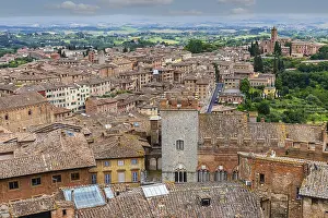 World Heritage Site Tuscany Italy Drucke: Above the rooftops in the historic centre of Siena