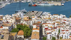 Deserted Historic Quarter Europe Drucke: Above the rooftops of the old town of Eivissa