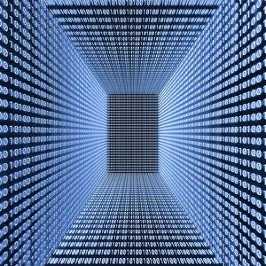 Symbolic Picture Representation Drucke: Empty room with binary code on the walls