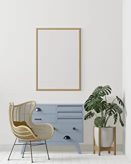 Minimalist Room Design Drucke: Room and the white wall background