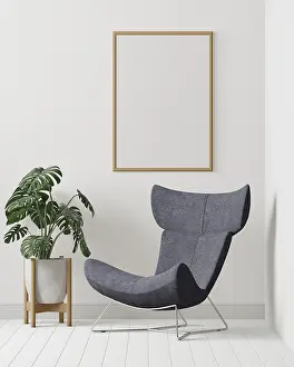 Minimalist Room Design Drucke: Room and the white wall background