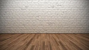 Empty Studio Space Drucke: Empty room, whitewashed brick wall