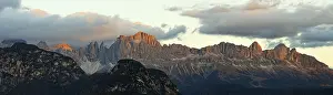 South Tyrol Italy Drucke: Rosengarten mountain range at sunset
