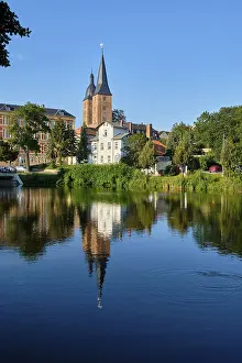 Thuringia Tourist Attraction Drucke: Rote Spitzen at the small pond