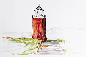 Rotes Kliff Lighthouse Drucke: Rotes Kliff lighthouse, old lighthouse