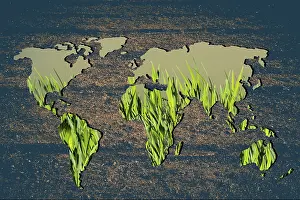 Geographic Outline Map Drucke: Roughly outlined world map with white background