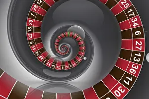 Deserted Casino Scene Drucke: Roulette background illustration