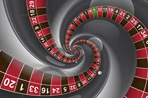 Deserted Casino Scene Drucke: Roulette background illustration