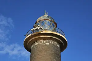 Deserted Canary Islands Landscape Drucke: Round black lighthouse, upper part