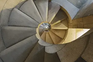 Spanish Architecture Photos Drucke: Round staircase of tower, view down to the bottom