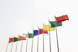 Colourful Flags Drucke: A row of coloured flags