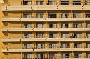 Deserted Spanish Streets Drucke: Rows of balconies on a building