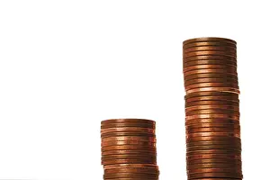 Euro Coin Stack Drucke: Rows of euro coins, stack of money