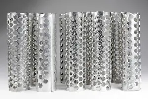 Beauty Product Photography Drucke: Rows of metallic curlers