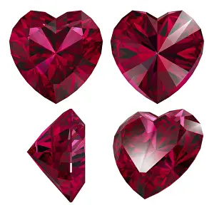 Symbolic Love Picture Drucke: Ruby red heart shape isolated different views