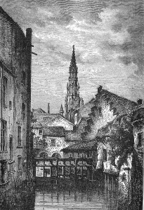 Old World Illustration Drucke: The Rue de Saint-Cery in Brussels