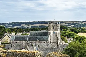 Deserted Castle In England Drucke: Ruins of Corfe Castle, Wareham
