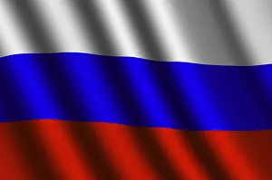 Empty Landscape With Flag Drucke: The Russian flag flying in the wind