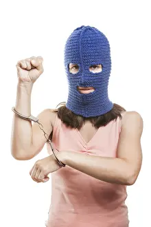 Woman In Balaclava Drucke: Russian protest movement concept
