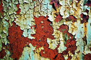 Cloudy Sky Background Image Drucke: Rusted metal surface