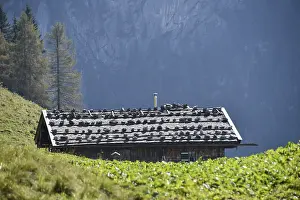 Alpine Chalet Architecture Drucke: Rustic alpine hut on the Priesbergalm