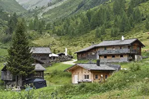 East Tyrol Austria Drucke: The rustic alpine huts of the Brugger Alm above St