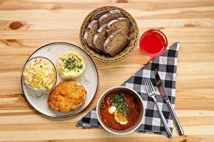 Healthy Chicken Recipes Drucke: Rustic dinner, chicken fillet in breading