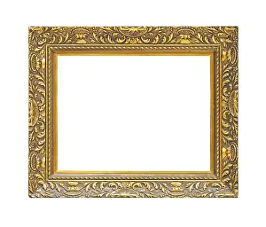 Handicraft Decorative Item Drucke: Rustic gold frame isolated on white
