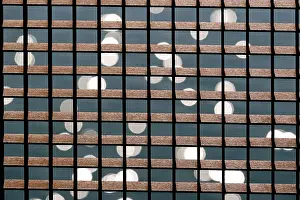 North Rhine Westphalia Waterfront Drucke: Rusty grid in front of a reflecting water surface