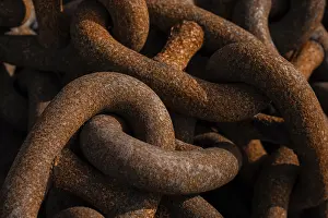 Gerahmter Druck : Einzelheit eines rostigen Eisenankerketting. Gerahmter Druck : Einzelheit eines rostigen Eisenankerketting.