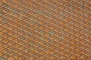 Metal Texture Background Drucke: Rusty iron plate with pattern as background