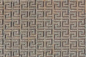 Metal Texture Background Drucke: Rusty iron plate with pattern as background