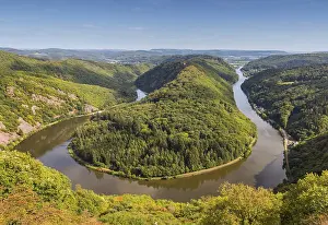 No People River Landscape Germany Drucke: Saar Loop, River Landscape, Cloef Viewpoint