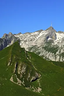 Mountain Peak Europe Drucke: The Saentis summit, Alpstein mountain range