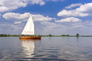 Oldenburger Munsterland Landscape Drucke: Sailing boat on the river Dummer