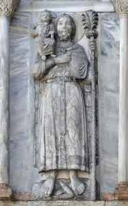 Venedig Drucke: Heiliger Christophorus, Fassaden-Detail von St.