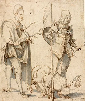 Central European Art History Drucke: Saint Eustace and Saint George