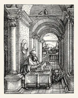 Saint Jerome Study Drucke: Saint Jerome in His Study by Hans Springinklee