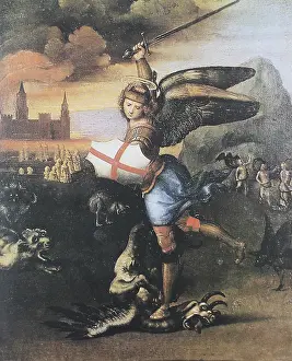 Raffaello Sanzio Artwork Drucke: Saint Michael Defeats the Dragon