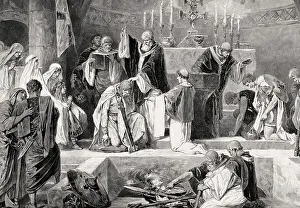 Christianity In Western Europe Drucke: Saint Remigius baptizes Clovis I